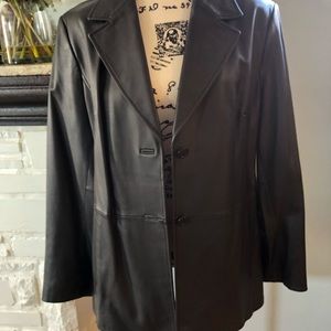 Classic Black Leather Blazer